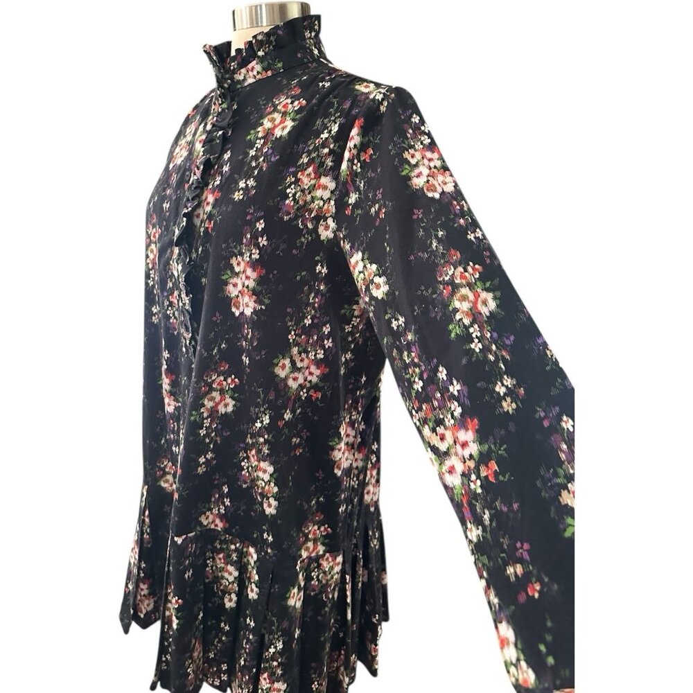 Tuckernuck Dress Womens Large Black Onyx Falling Flowers Bouquet Shirt Dress - Picture 15 of 16